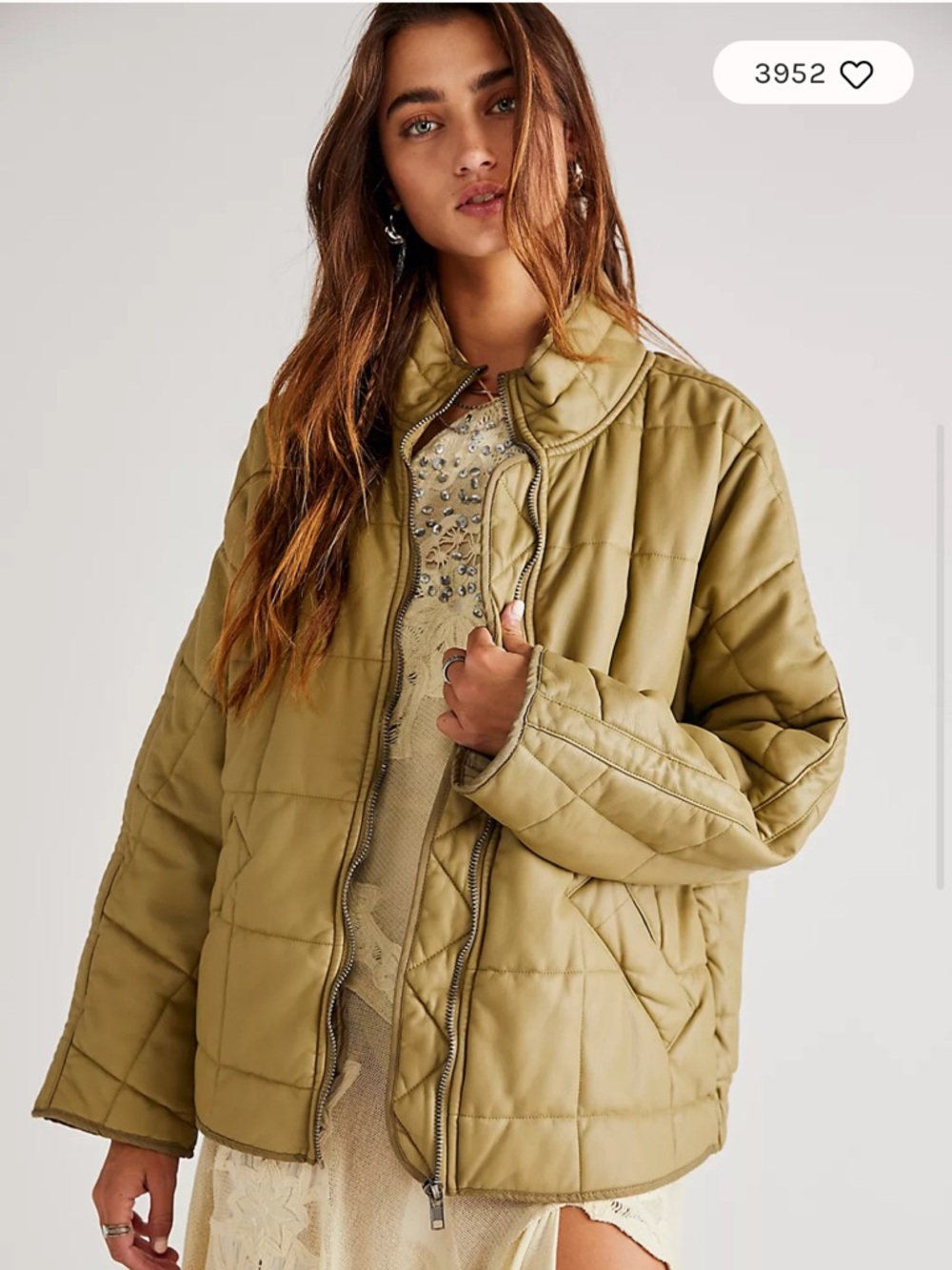 We The Free Free People Dolman Quilted Vegan Jacket in Curly Willow